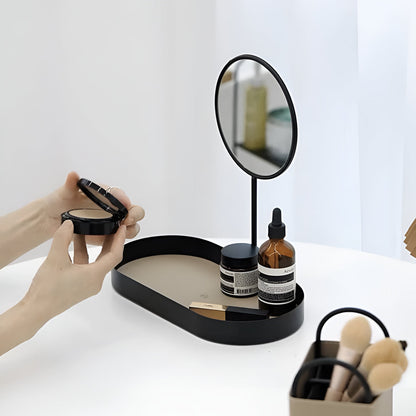 Beauty Organizer Tray Removable Mirror & Metal Base