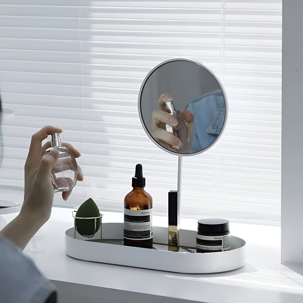 Beauty Organizer Tray Removable Mirror & Metal Base