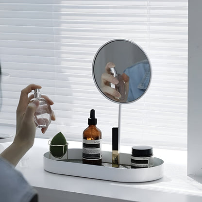 Beauty Organizer Tray Removable Mirror & Metal Base