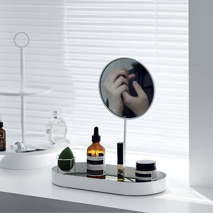 Beauty Organizer Tray Removable Mirror & Metal Base