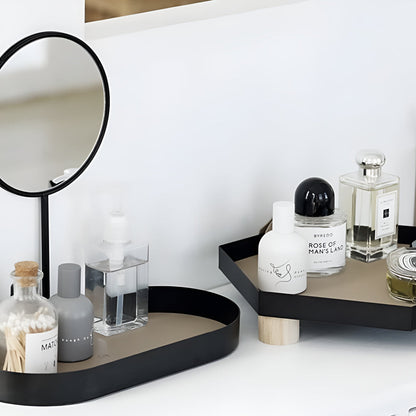 Beauty Organizer Tray Removable Mirror & Metal Base