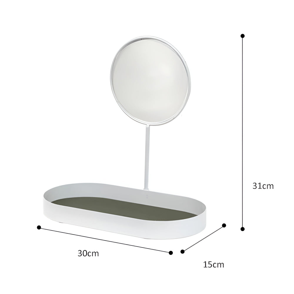 Beauty Organizer Tray Removable Mirror & Metal Base