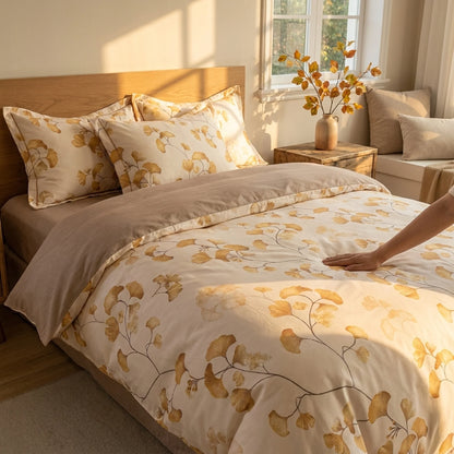 Bedding Set Ginkgo Print Cotton Four-Piece