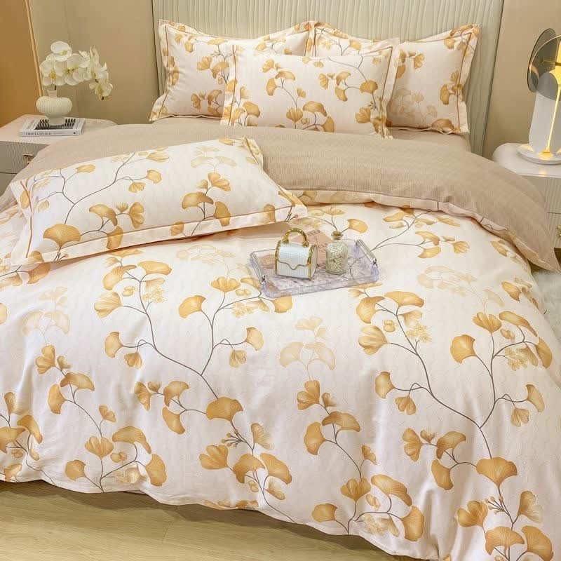 Bedding Set Ginkgo Print Cotton Four-Piece