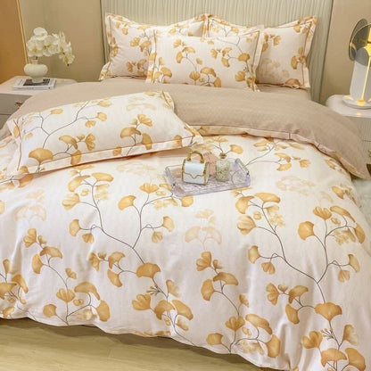 Bedding Set Ginkgo Print Cotton Four-Piece