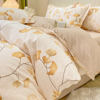 Bedding Set Ginkgo Print Cotton Four-Piece