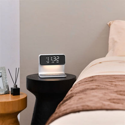 Bedside Lamp Dimmable LED Alarm Clock Wireless Charging