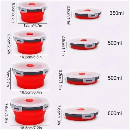 Bento Lunch Box Collapsible Food Grade Silicone Leak Proof
