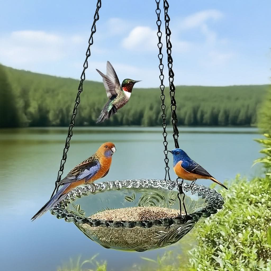 Bird Feeder Double-Bowl Hanging Weather-Resistant