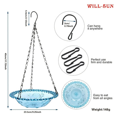Bird Feeder Double-Bowl Hanging Weather-Resistant
