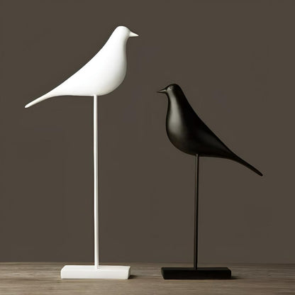 Bird Figurine Minimalist Glossy Ceramic
