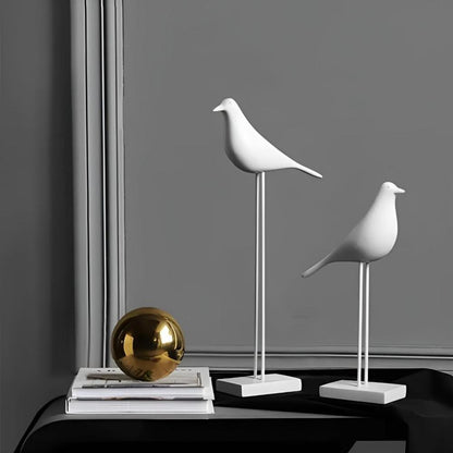 Bird Figurine Minimalist Glossy Ceramic