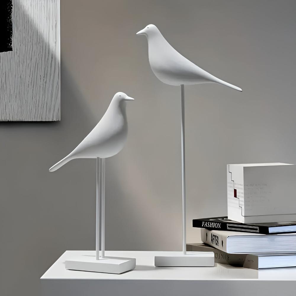 Bird Figurine Minimalist Glossy Ceramic