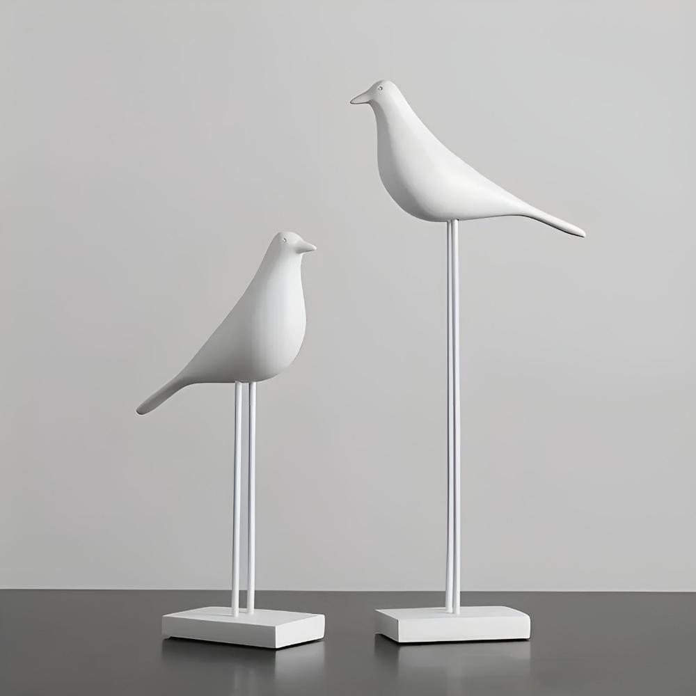 Bird Figurine Minimalist Glossy Ceramic