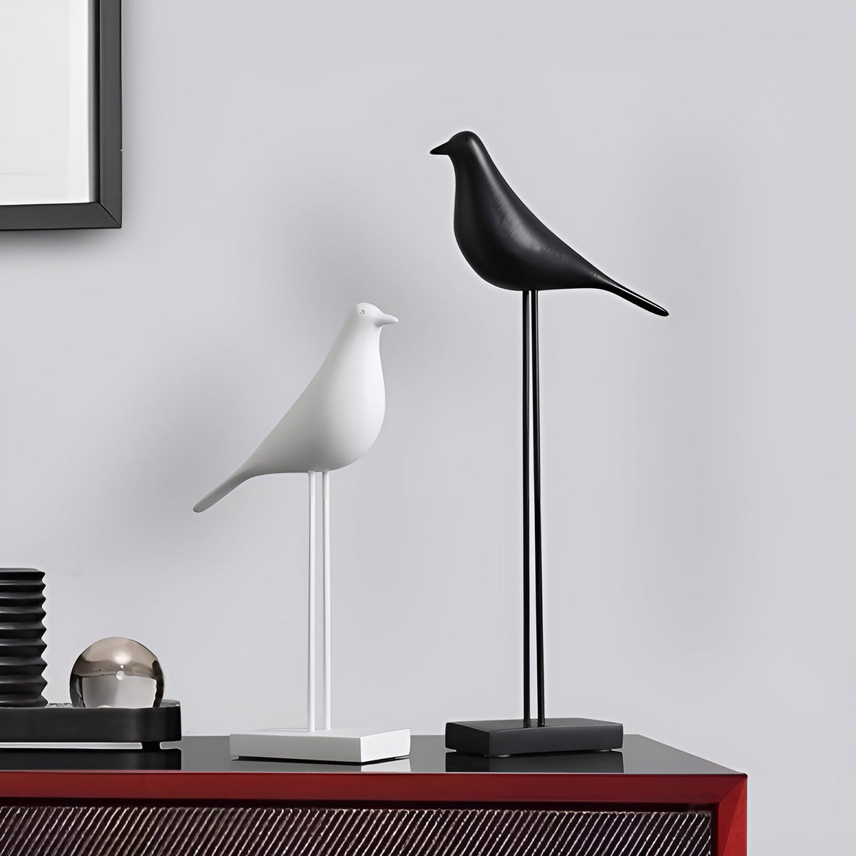 Bird Figurine Minimalist Glossy Ceramic