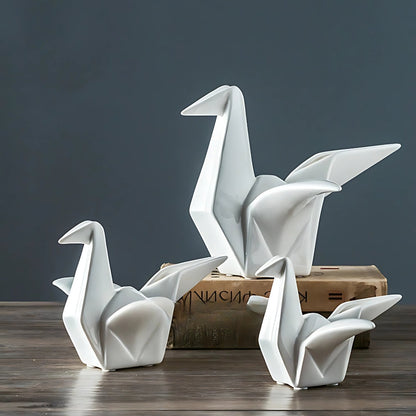 Bird Figurine Origami-Inspired Ceramic Desk & Shelf Accent