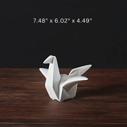Bird Figurine Origami-Inspired Ceramic Desk & Shelf Accent
