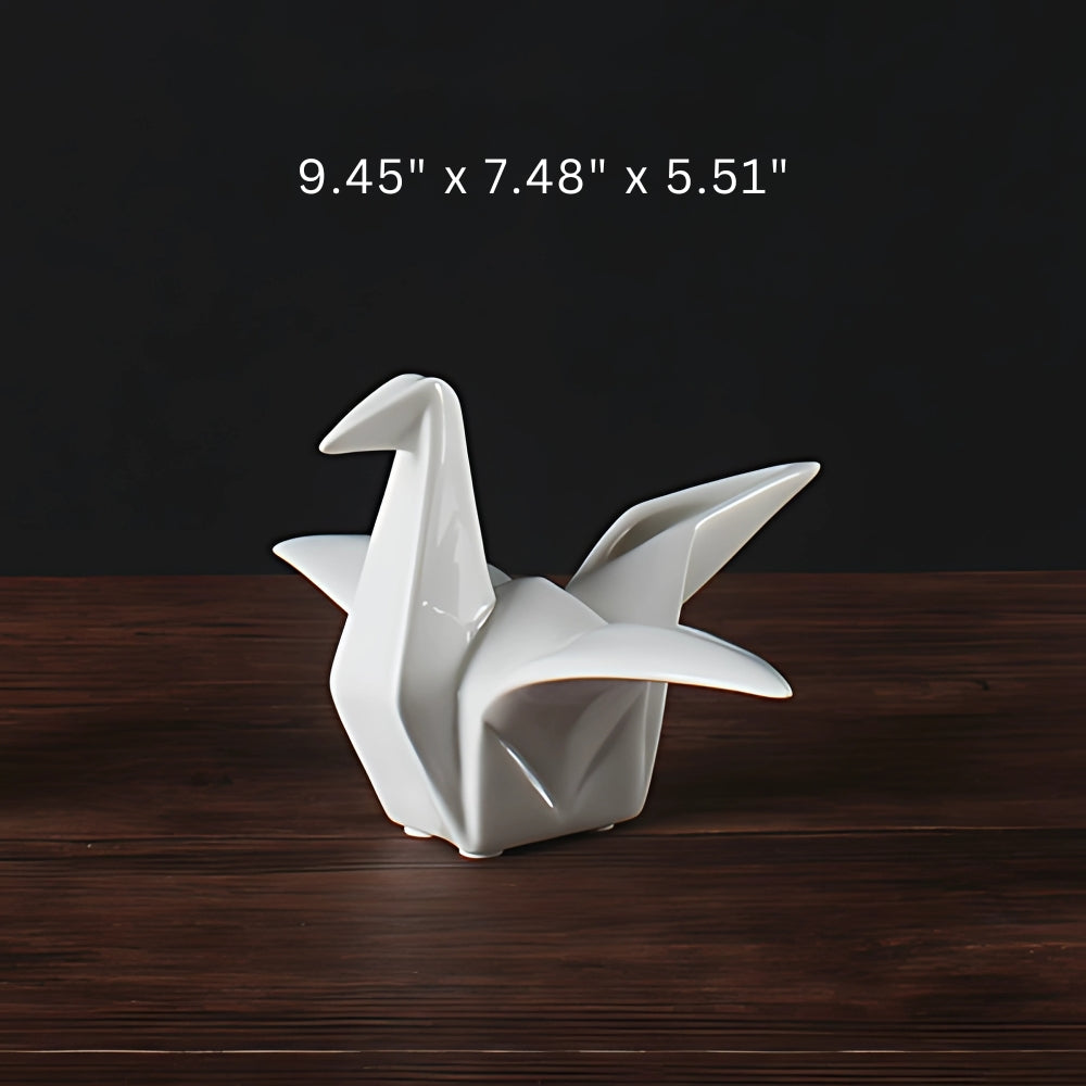 Bird Figurine Origami-Inspired Ceramic Desk & Shelf Accent