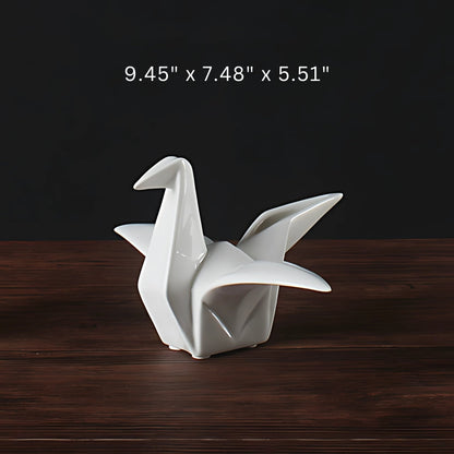 Bird Figurine Origami-Inspired Ceramic Desk & Shelf Accent