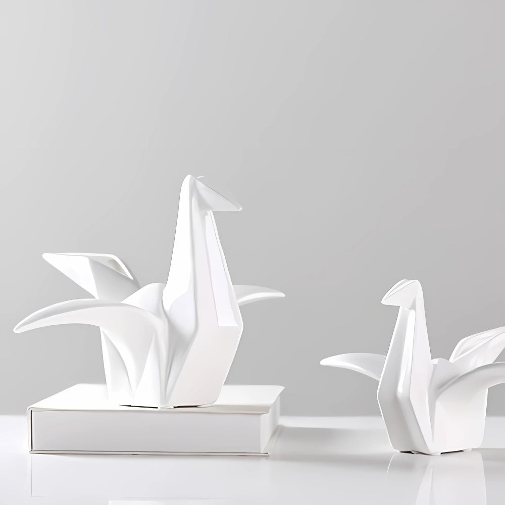 Bird Figurine Origami-Inspired Ceramic Desk & Shelf Accent