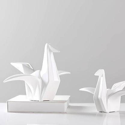 Bird Figurine Origami-Inspired Ceramic Desk & Shelf Accent