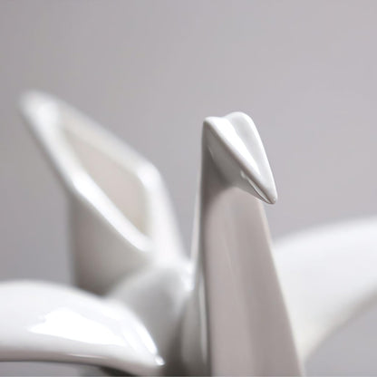 Bird Figurine Origami-Inspired Ceramic Desk & Shelf Accent