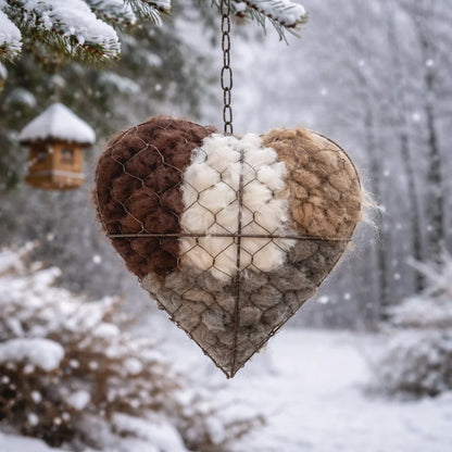 Bird Nesting Material Holder Heart-Shaped Alpaca Fiber