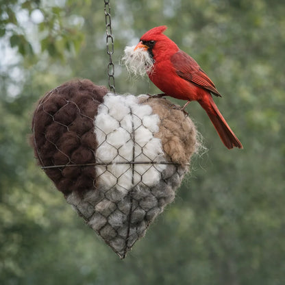 Bird Nesting Material Holder Heart-Shaped Alpaca Fiber