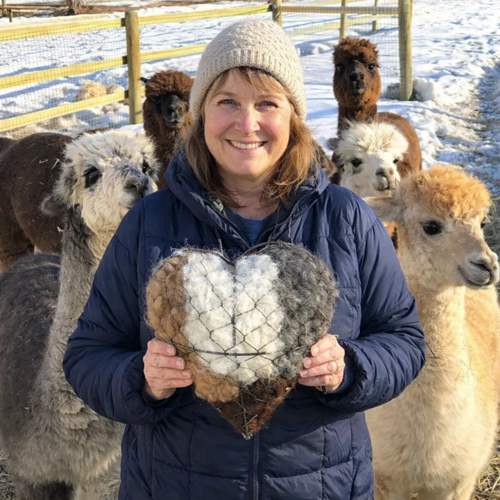 Bird Nesting Material Holder Heart-Shaped Alpaca Fiber