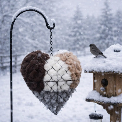Bird Nesting Material Holder Heart-Shaped Alpaca Fiber