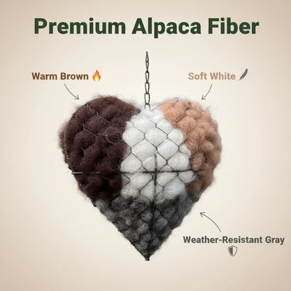 Bird Nesting Material Holder Heart-Shaped Alpaca Fiber