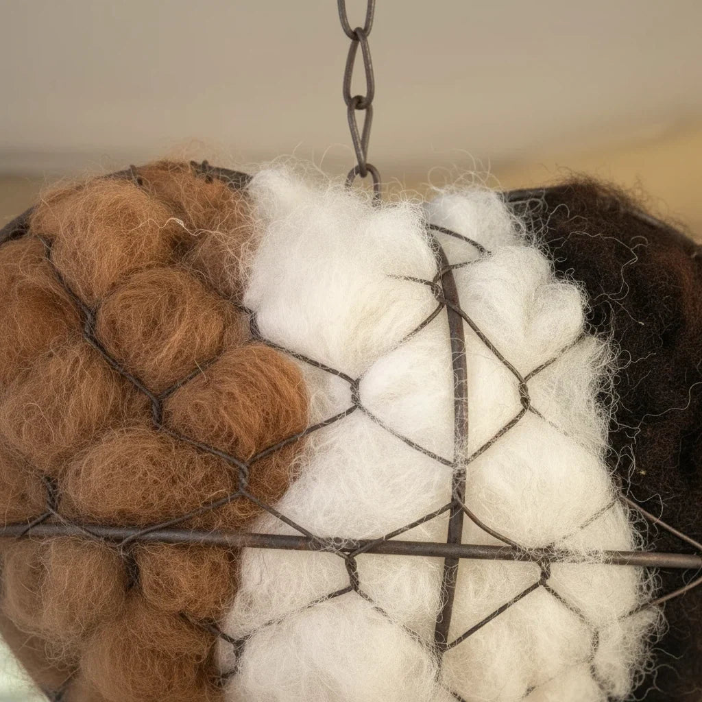 Bird Nesting Material Holder Heart-Shaped Alpaca Fiber