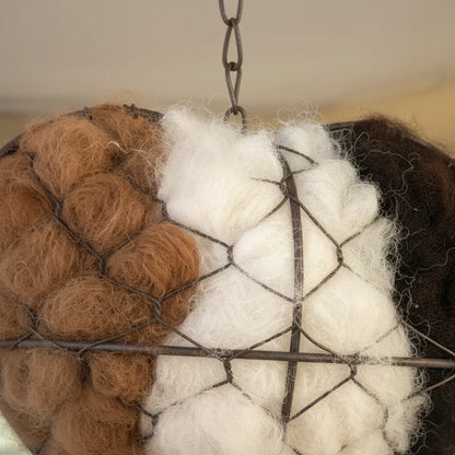 Bird Nesting Material Holder Heart-Shaped Alpaca Fiber