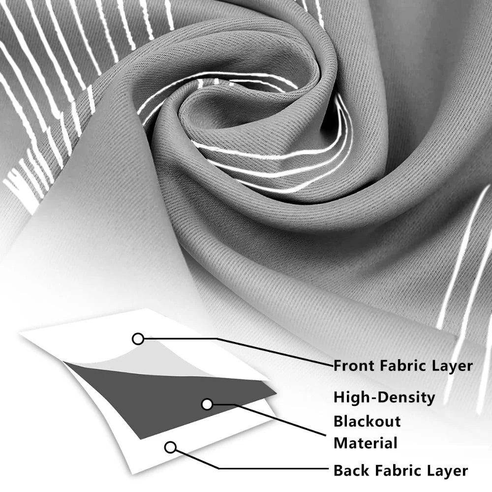 Blackout Curtain Panel Microfiber Blend Wave Pattern Metal Grommets