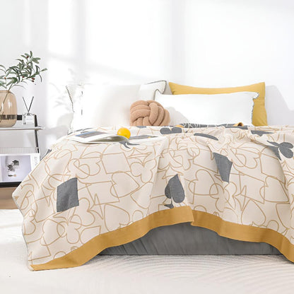 Blanket 100% Cotton Poker Pattern 4-Layer Machine Washable