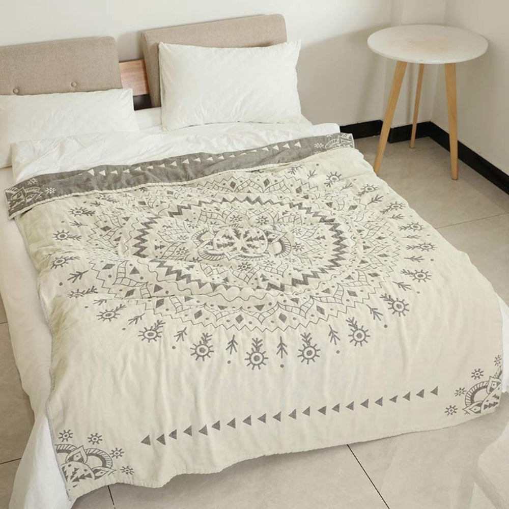 Blanket 100% Cotton Reversible Mandala Print