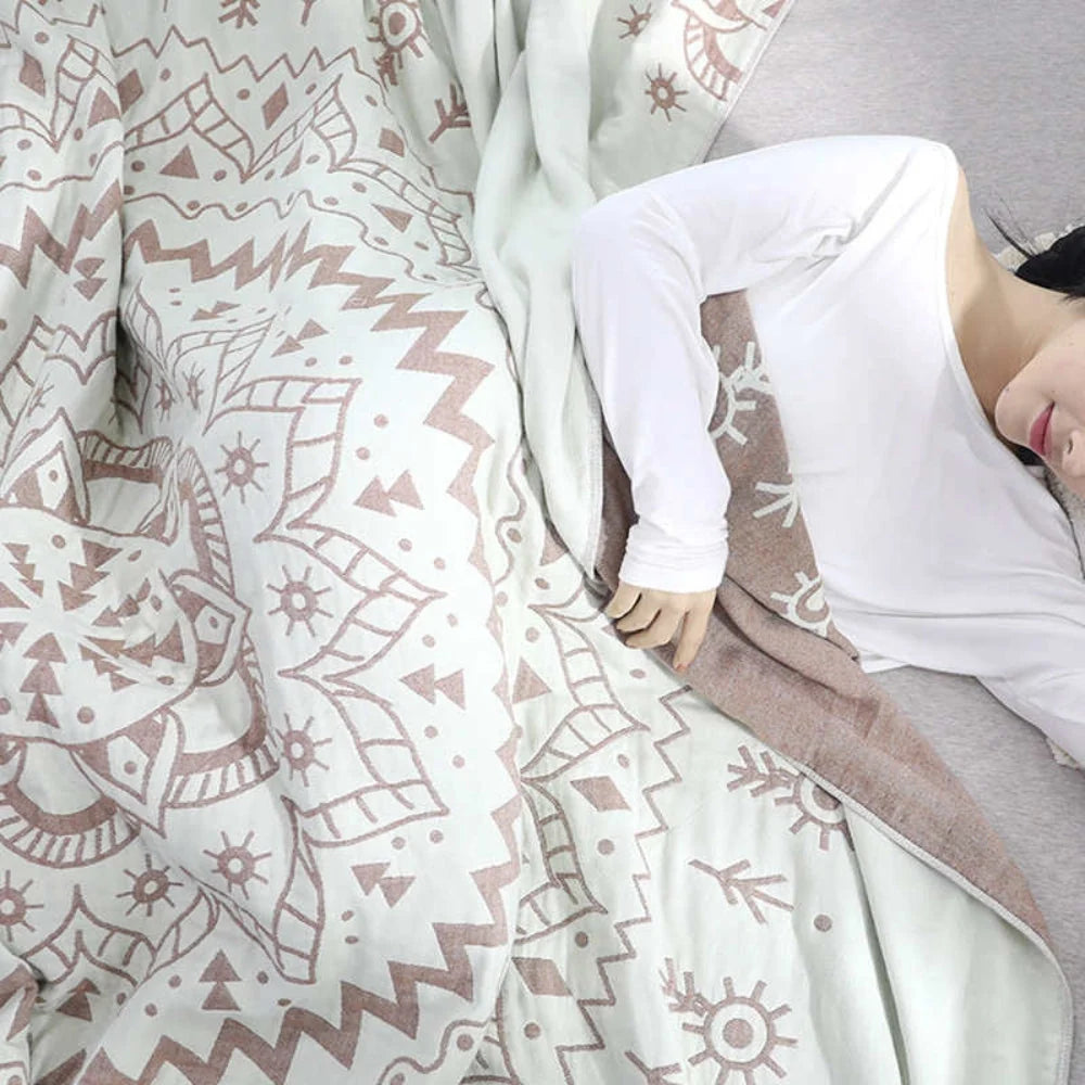 Blanket 100% Cotton Reversible Mandala Print