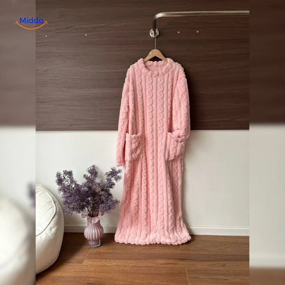 Blanket Dress Soft Fleece Long Sleeves Front Pockets