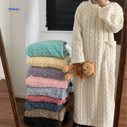 Blanket Dress Soft Fleece Long Sleeves Front Pockets
