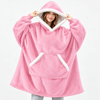 Blanket Hoodie Sherpa-Lined Oversized Plaid Pullover