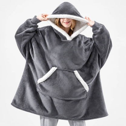 Blanket Hoodie Sherpa-Lined Oversized Plaid Pullover