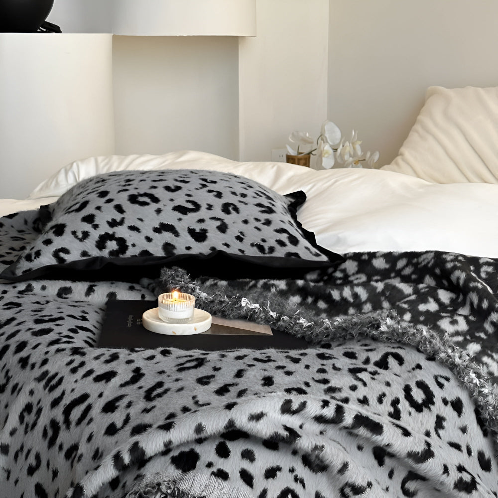 Blanket Plush Mink Fleece Leopard Jacquard 55 x 63