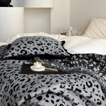 Blanket Plush Mink Fleece Leopard Jacquard 55 x 63