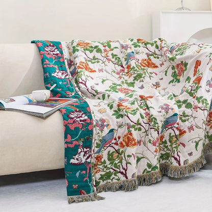 Blanket Reversible 100% Cotton Tassel Edges