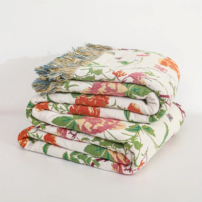 Blanket Reversible 100% Cotton Tassel Edges