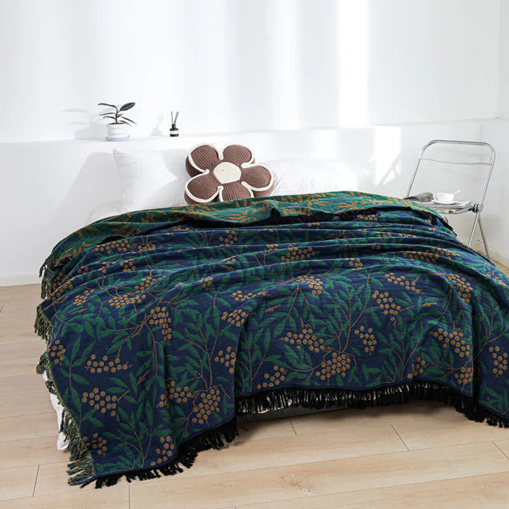 Blanket Reversible Begonia Cotton Jacquard