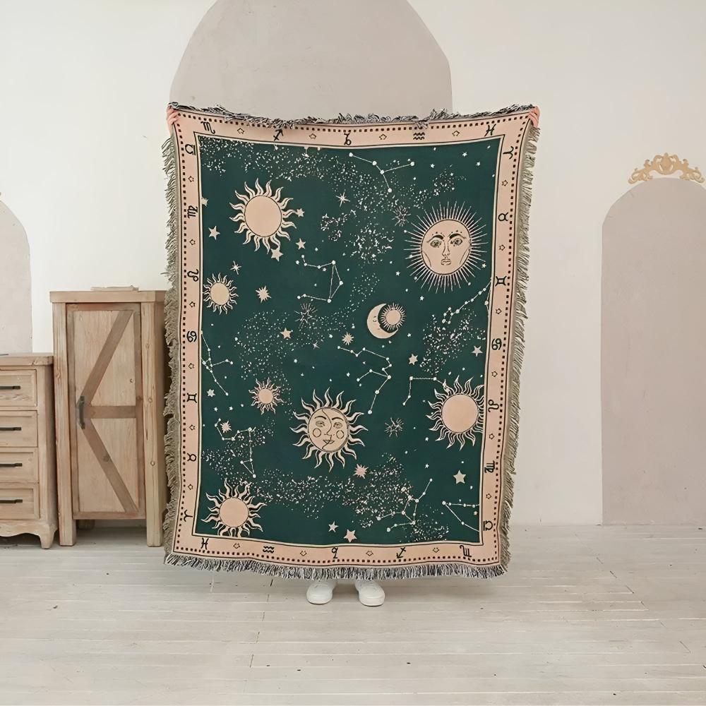 Blanket Reversible Celestial Microfiber Blend Tassel