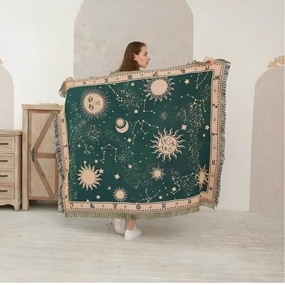 Blanket Reversible Celestial Microfiber Blend Tassel