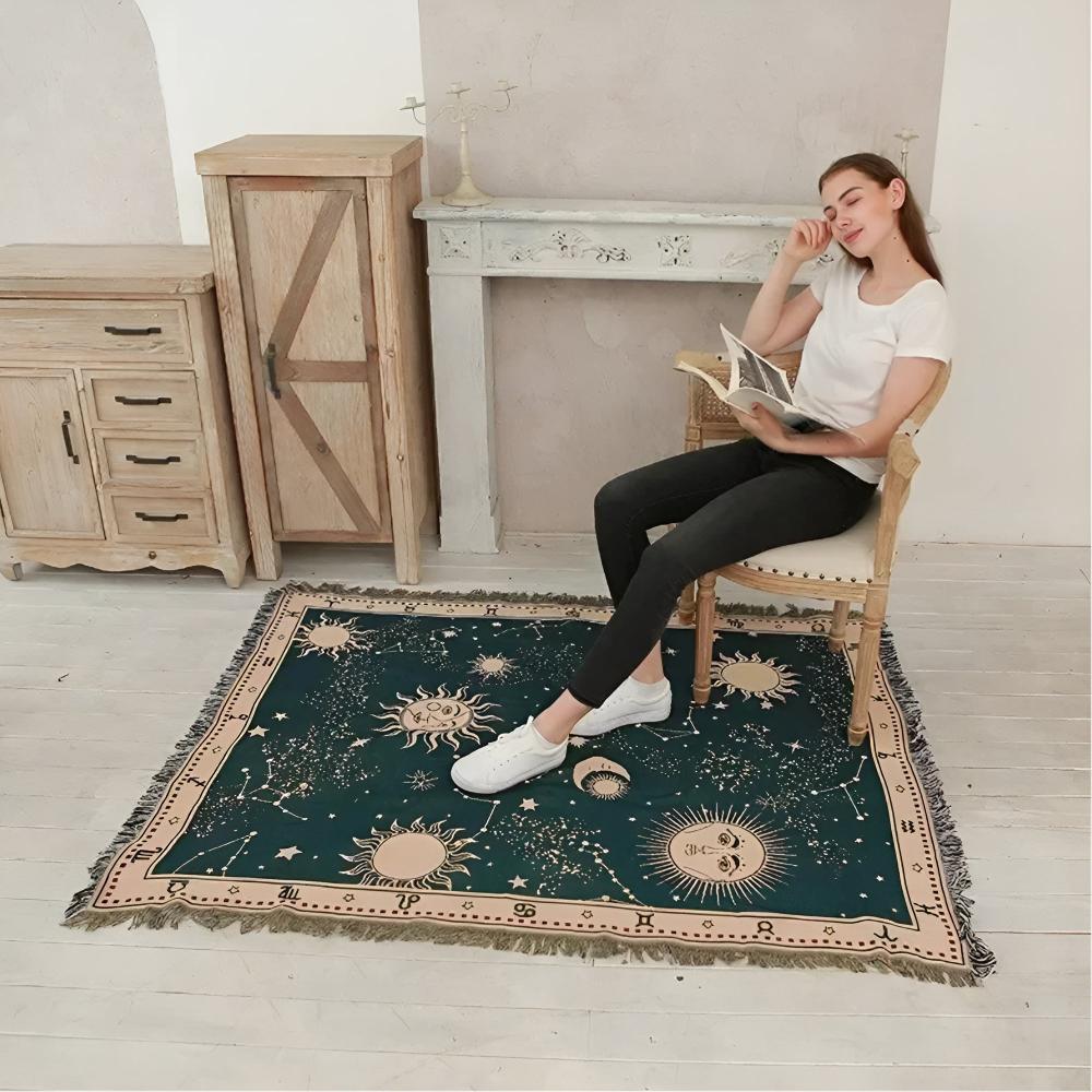 Blanket Reversible Celestial Microfiber Blend Tassel