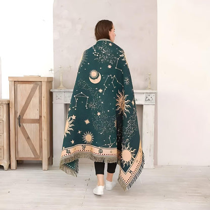 Blanket Reversible Celestial Microfiber Blend Tassel